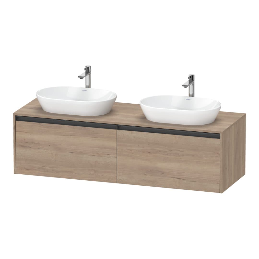 Duravit Ketho.2 – Έπιπλο Νιπτήρα – 1600 mm, για κονσόλα, 2 συρτάρια – Marbled Oak Matt, Decor (K24889B55550000)