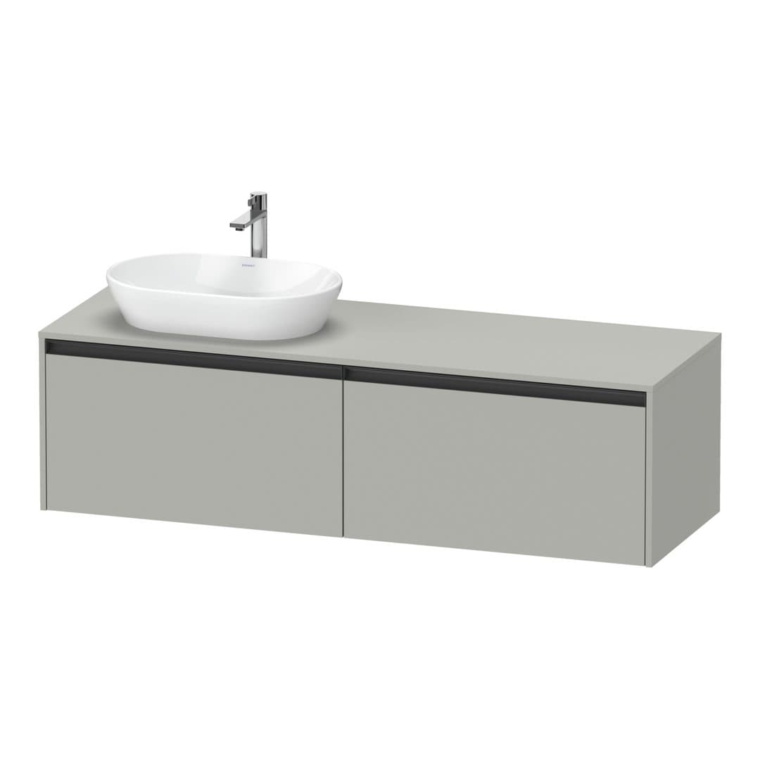 Duravit Ketho.2 – Έπιπλο Νιπτήρα – 1600 mm, για κονσόλα, 2 συρτάρια, νιπτήρας αριστερά – Concrete grey Matt, Decor (K24889L07070000)