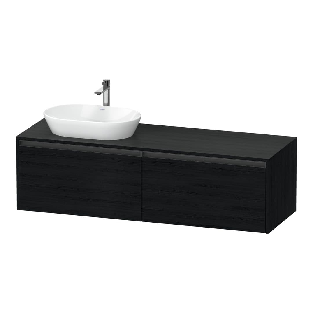 Duravit Ketho.2 – Έπιπλο Νιπτήρα – 1600 mm, για κονσόλα, 2 συρτάρια, νιπτήρας αριστερά – Black oak Matt, Decor (K24889L16160000)