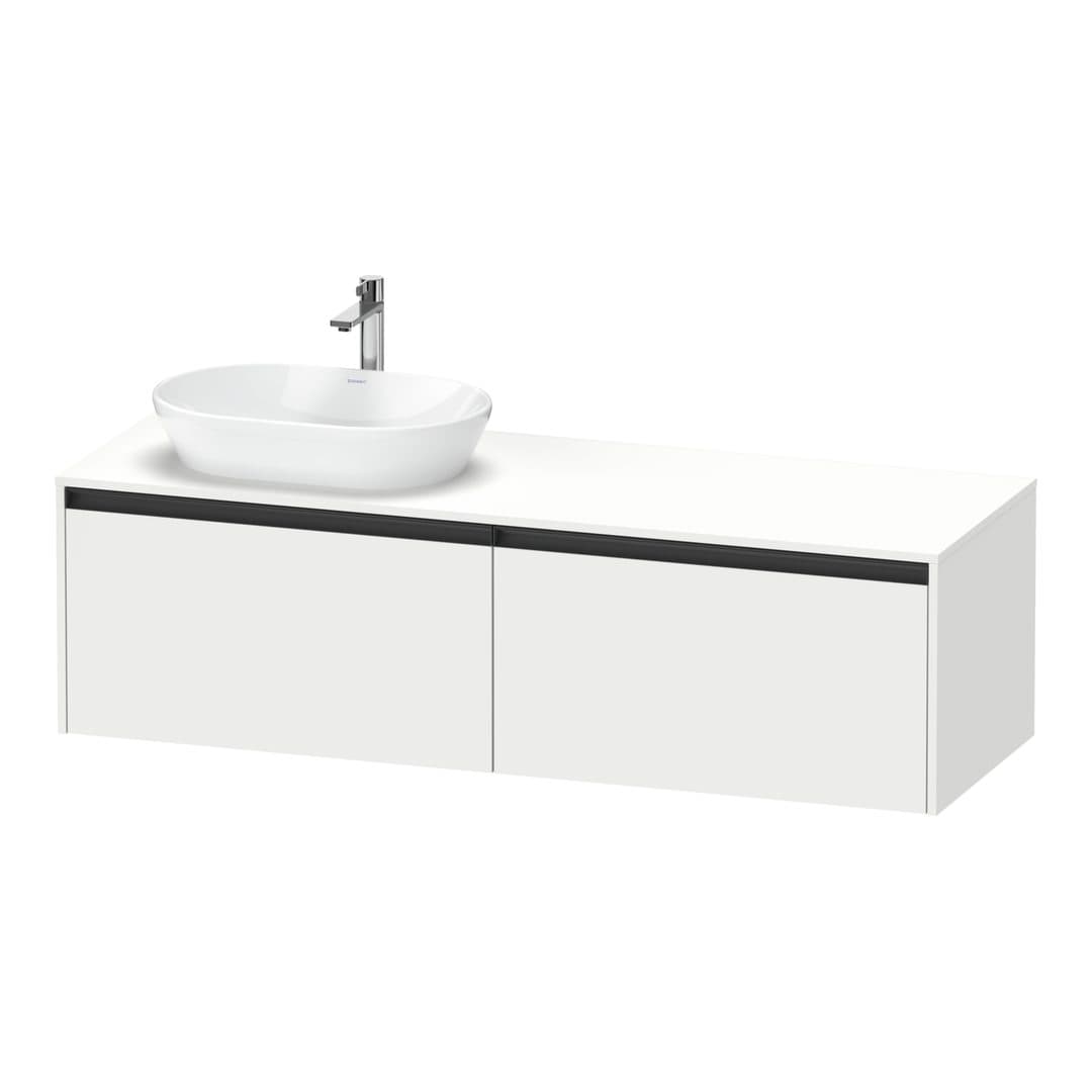 Duravit Ketho.2 – Έπιπλο Νιπτήρα – 1600 mm, για κονσόλα, 2 συρτάρια, νιπτήρας αριστερά – White Matt, Decor (K24889L18180000)