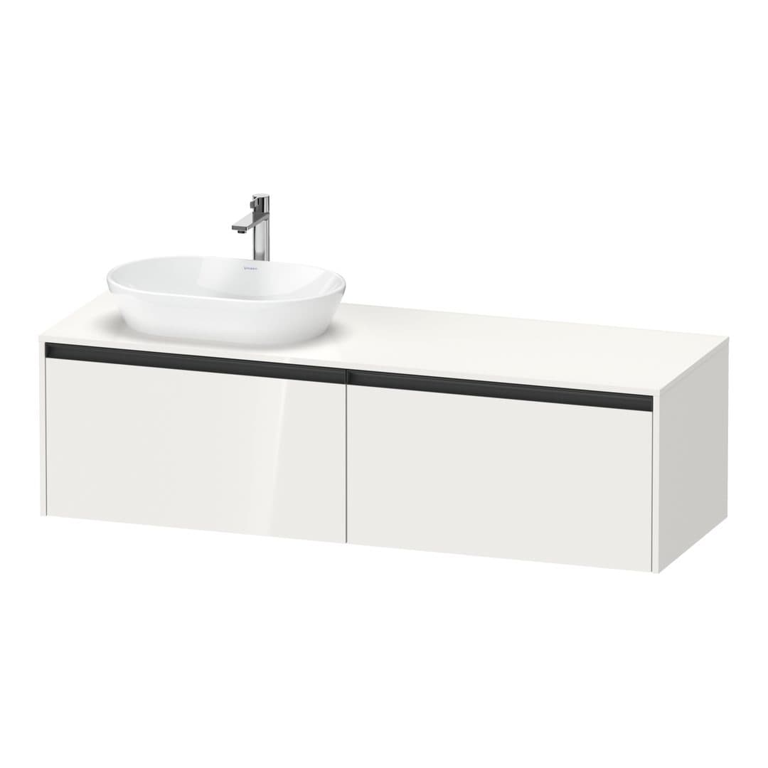 Duravit Ketho.2 – Έπιπλο Νιπτήρα – 1600 mm, για κονσόλα, 2 συρτάρια, νιπτήρας αριστερά – White High Gloss, Decor (K24889L22220000)