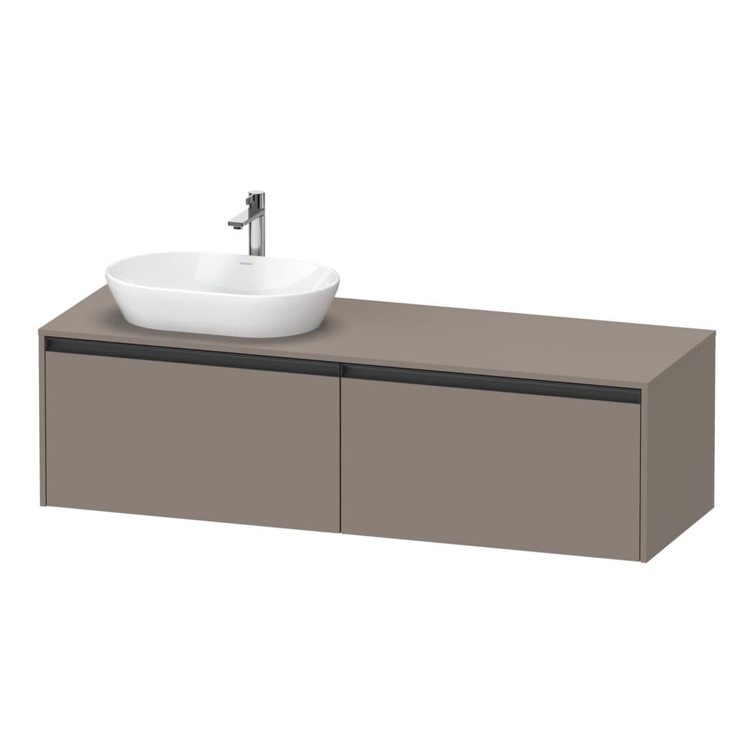 Duravit Ketho.2 – Έπιπλο Νιπτήρα – 1600 mm, για κονσόλα, 2 συρτάρια, νιπτήρας αριστερά – Basalte Matt, Decor (K24889L43430000)