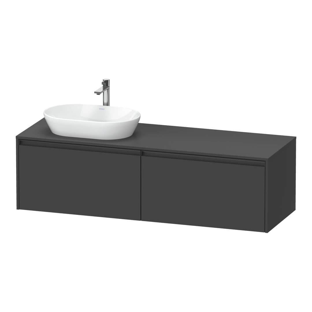 Duravit Ketho.2 – Έπιπλο Νιπτήρα – 1600 mm, για κονσόλα, 2 συρτάρια, νιπτήρας αριστερά – Graphite Matt, Decor (K24889L49490000)