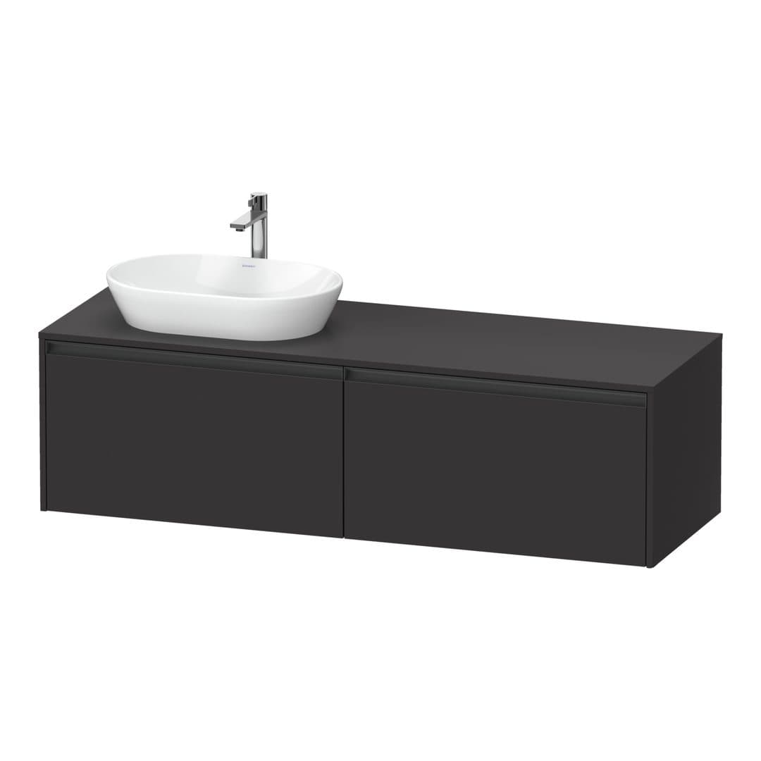 Duravit Ketho.2 – Έπιπλο Νιπτήρα – 1600 mm, για κονσόλα, 2 συρτάρια, νιπτήρας αριστερά – Graphite Super Matt, Decor (K24889L80800000)