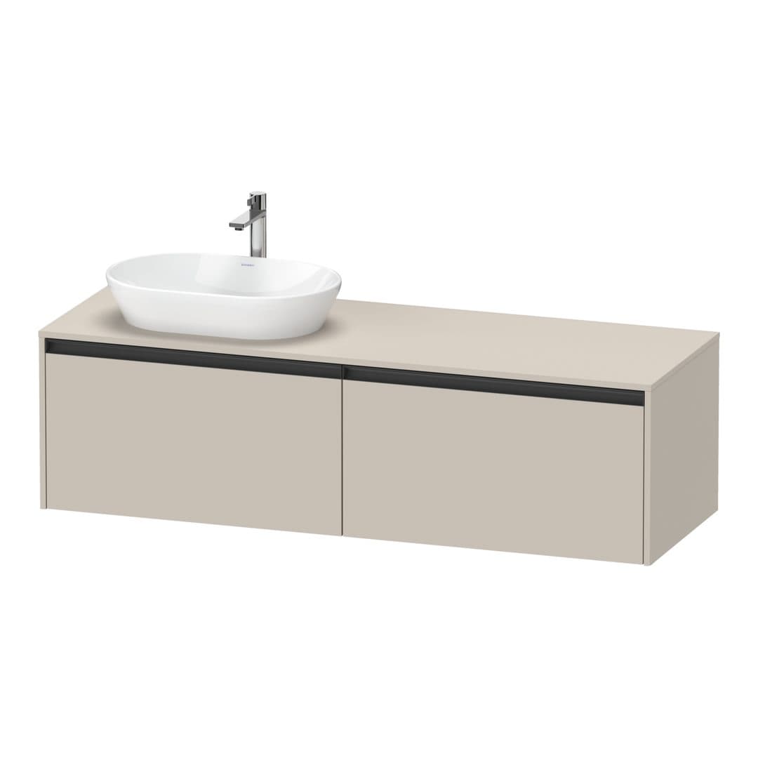 Duravit Ketho.2 – Έπιπλο Νιπτήρα – 1600 mm, για κονσόλα, 2 συρτάρια, νιπτήρας αριστερά – Taupe Matt, Decor (K24889L91910000)