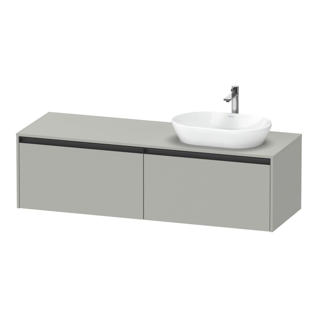 Duravit Ketho.2 – Έπιπλο Νιπτήρα – 1600 mm, για κονσόλα, 2 συρτάρια, νιπτήρας δεξιά – Concrete grey Matt, Decor (K24889R07070000)