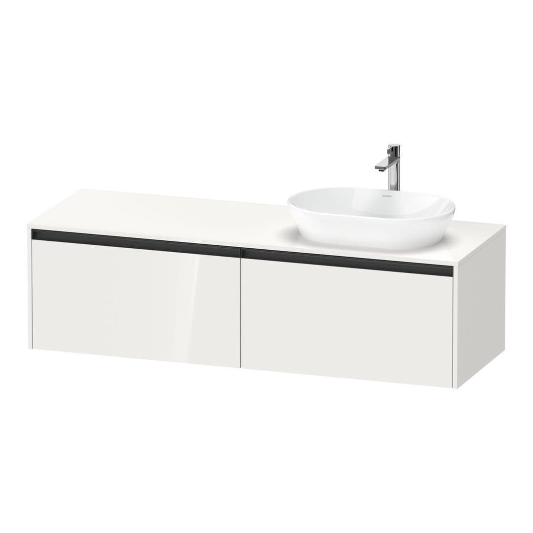 Duravit Ketho.2 – Έπιπλο Νιπτήρα – 1600 mm, για κονσόλα, 2 συρτάρια, νιπτήρας δεξιά – White High Gloss, Decor (K24889R22220000)