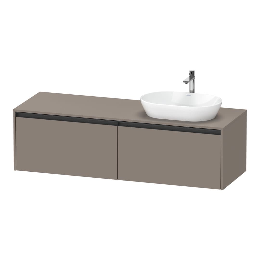 Duravit Ketho.2 – Έπιπλο Νιπτήρα – 1600 mm, για κονσόλα, 2 συρτάρια, νιπτήρας δεξιά – Basalte Matt, Decor (K24889R43430000)