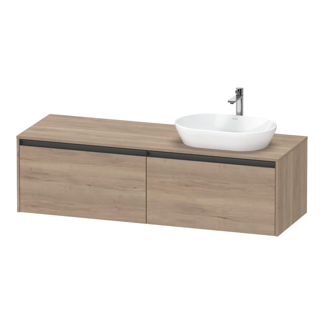 Duravit Ketho.2 – Έπιπλο Νιπτήρα – 1600 mm, για κονσόλα, 2 συρτάρια, νιπτήρας δεξιά – Marbled Oak Matt, Decor (K24889R55550000)