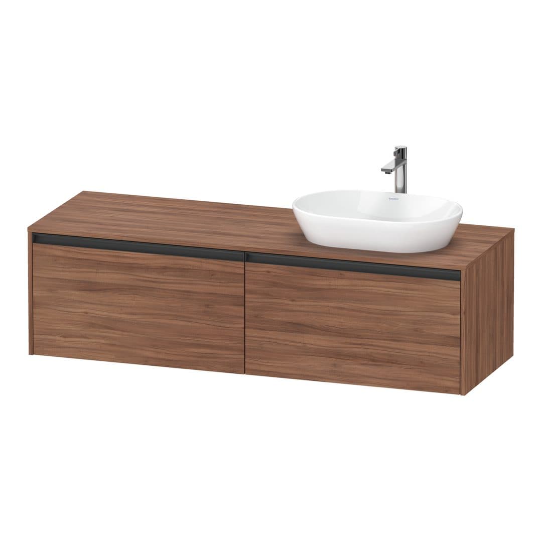 Duravit Ketho.2 – Έπιπλο Νιπτήρα – 1600 mm, για κονσόλα, 2 συρτάρια, νιπτήρας δεξιά – Walnut Matt, Decor (K24889R79790000)