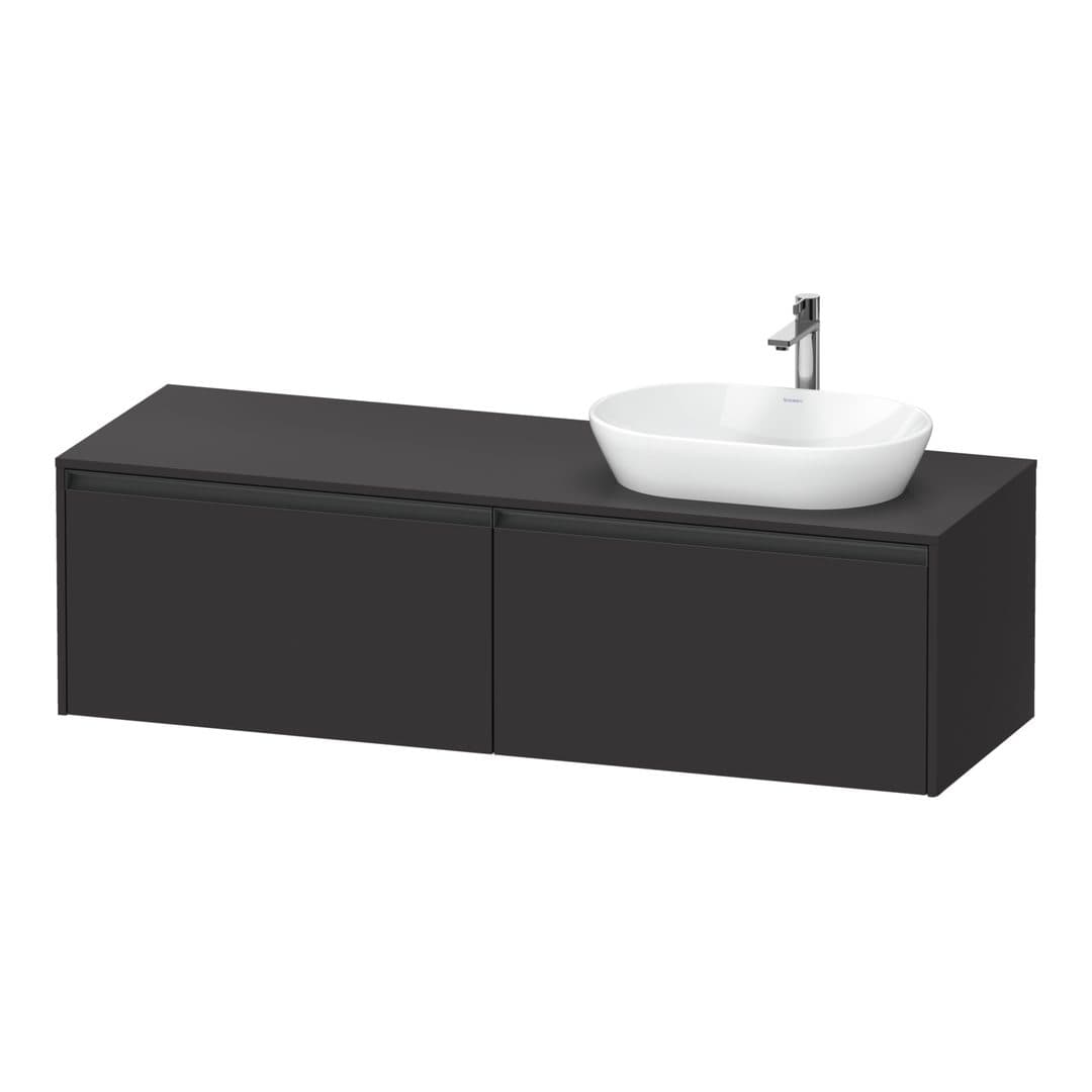 Duravit Ketho.2 – Έπιπλο Νιπτήρα – 1600 mm, για κονσόλα, 2 συρτάρια, νιπτήρας δεξιά – Graphite Super Matt, Decor (K24889R80800000)