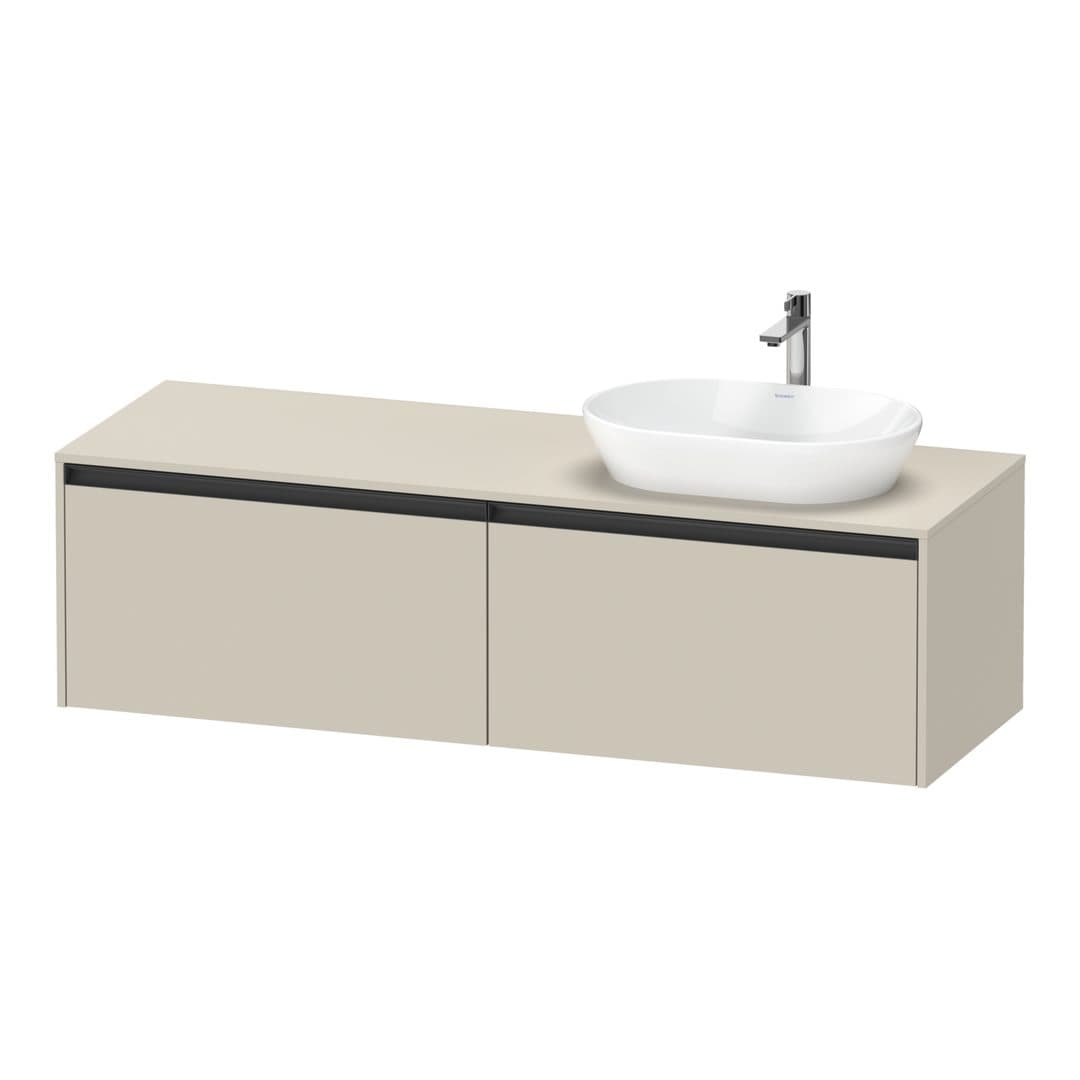 Duravit Ketho.2 – Έπιπλο Νιπτήρα – 1600 mm, για κονσόλα, 2 συρτάρια, νιπτήρας δεξιά – Taupe Super Matt, Decor (K24889R83830000)