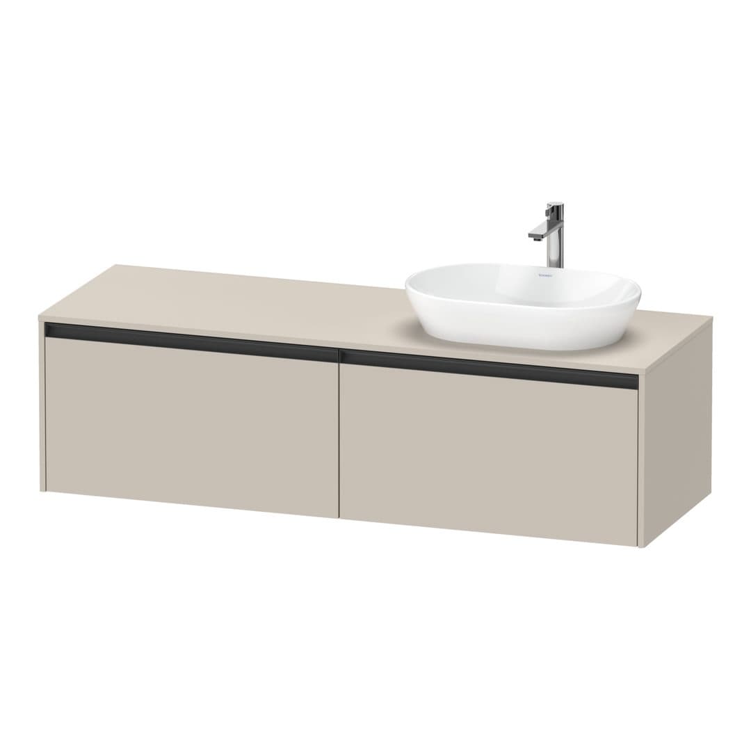Duravit Ketho.2 – Έπιπλο Νιπτήρα – 1600 mm, για κονσόλα, 2 συρτάρια, νιπτήρας δεξιά – Taupe Matt, Decor (K24889R91910000)