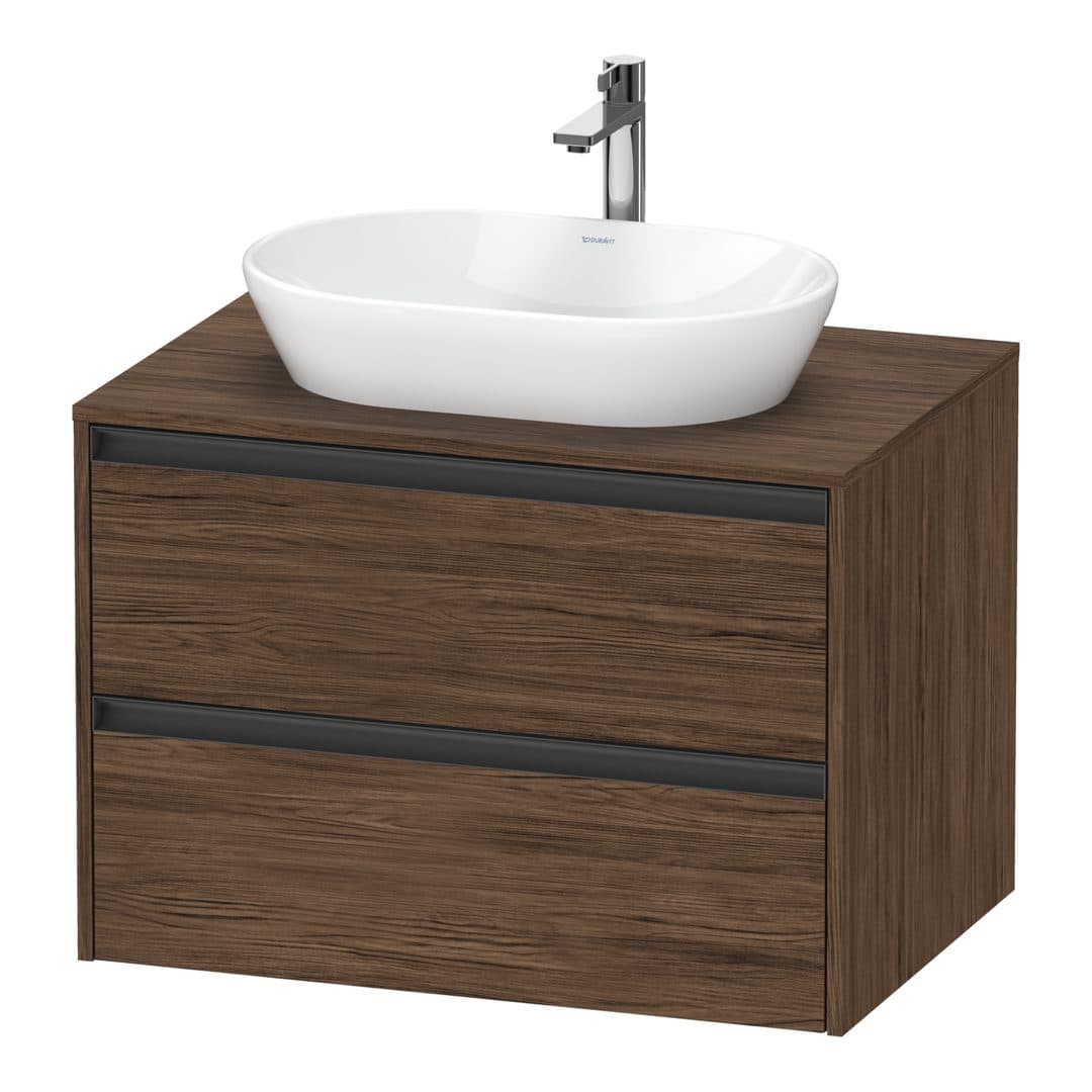 Duravit Ketho.2 – Έπιπλο Νιπτήρα – 800 mm, για κονσόλα, 2 συρτάρια, νιπτήρας κέντρο – Walnut dark Matt, Decor (K24895021210000)