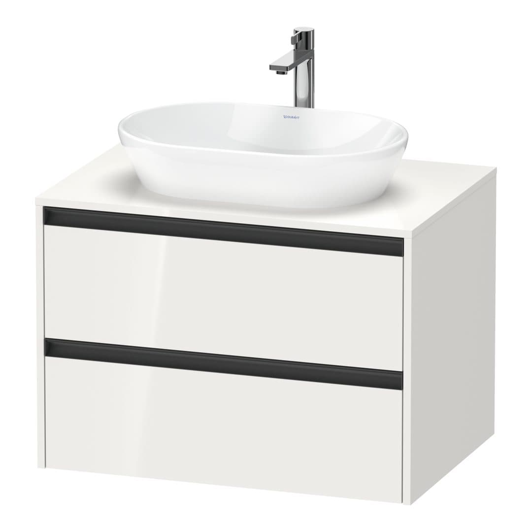 Duravit Ketho.2 – Έπιπλο Νιπτήρα – 800 mm, για κονσόλα, 2 συρτάρια, νιπτήρας κέντρο – White High Gloss, Decor (K24895022220000)
