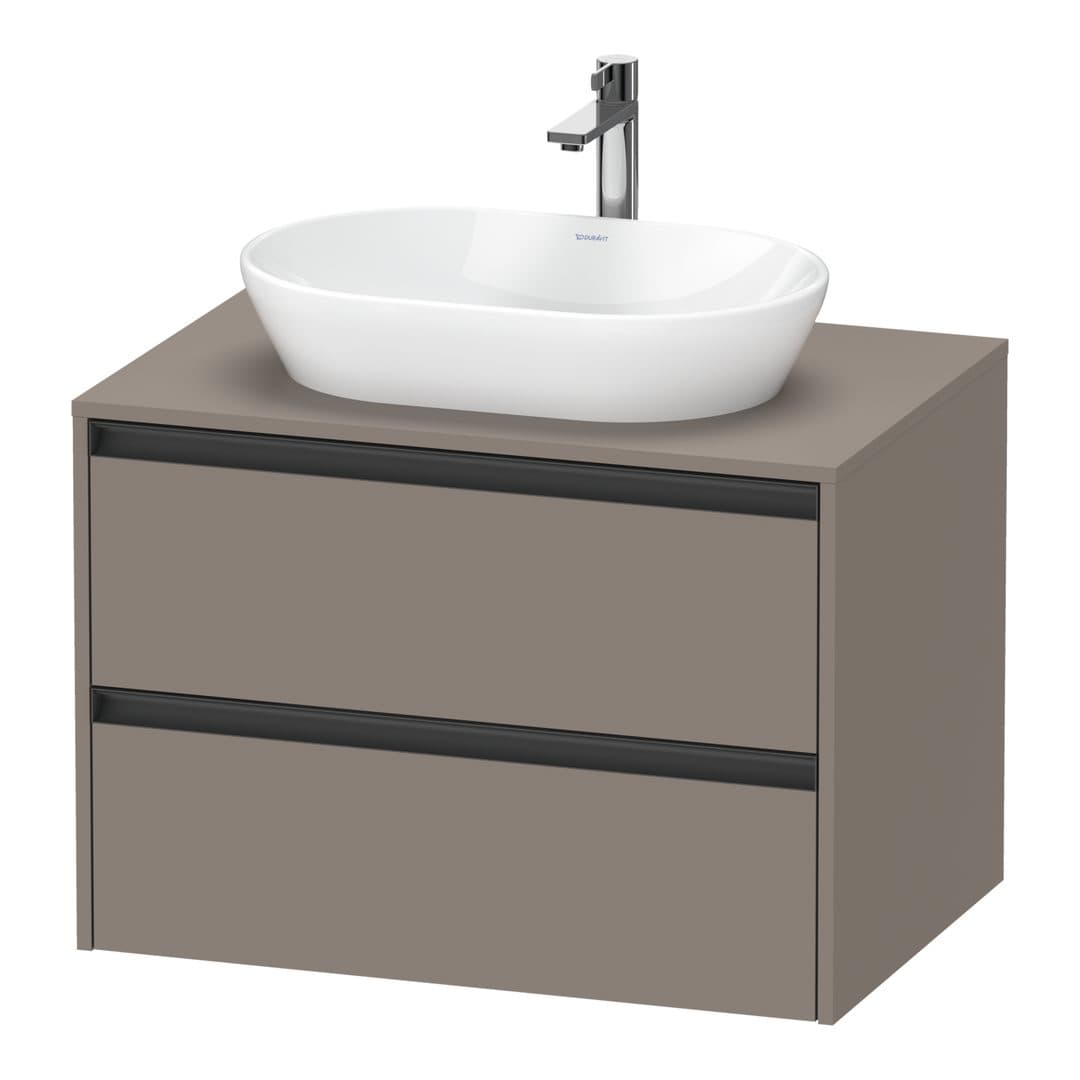 Duravit Ketho.2 – Έπιπλο Νιπτήρα – 800 mm, για κονσόλα, 2 συρτάρια, νιπτήρας κέντρο – Basalte Matt, Decor (K24895043430000)