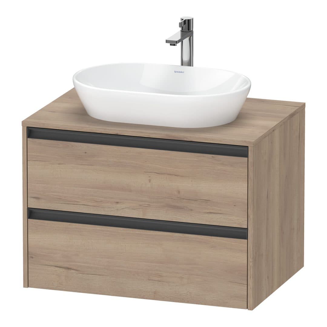 Duravit Ketho.2 – Έπιπλο Νιπτήρα – 800 mm, για κονσόλα, 2 συρτάρια, νιπτήρας κέντρο – Marbled Oak Matt, Decor (K24895055550000)