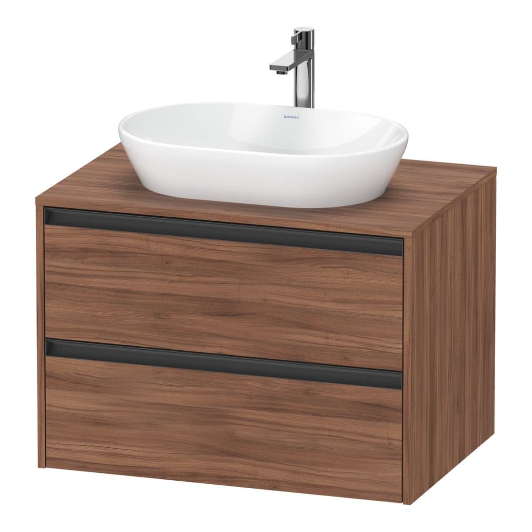 Duravit Ketho.2 – Έπιπλο Νιπτήρα – 800 mm, για κονσόλα, 2 συρτάρια, νιπτήρας κέντρο – Walnut Matt, Decor (K24895079790000)