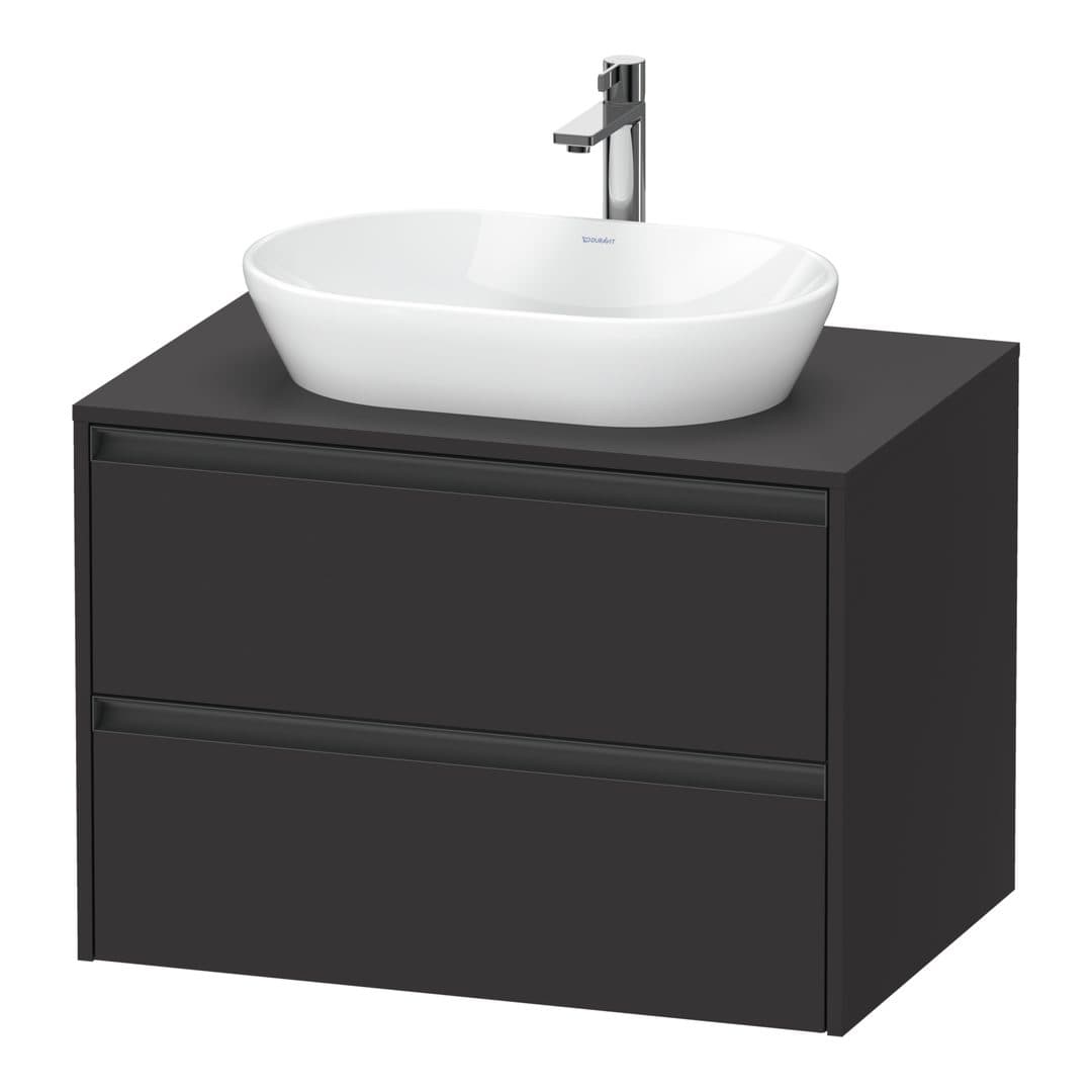 Duravit Ketho.2 – Έπιπλο Νιπτήρα – 800 mm, για κονσόλα, 2 συρτάρια, νιπτήρας κέντρο – Graphite Super Matt, Decor (K24895080800000)