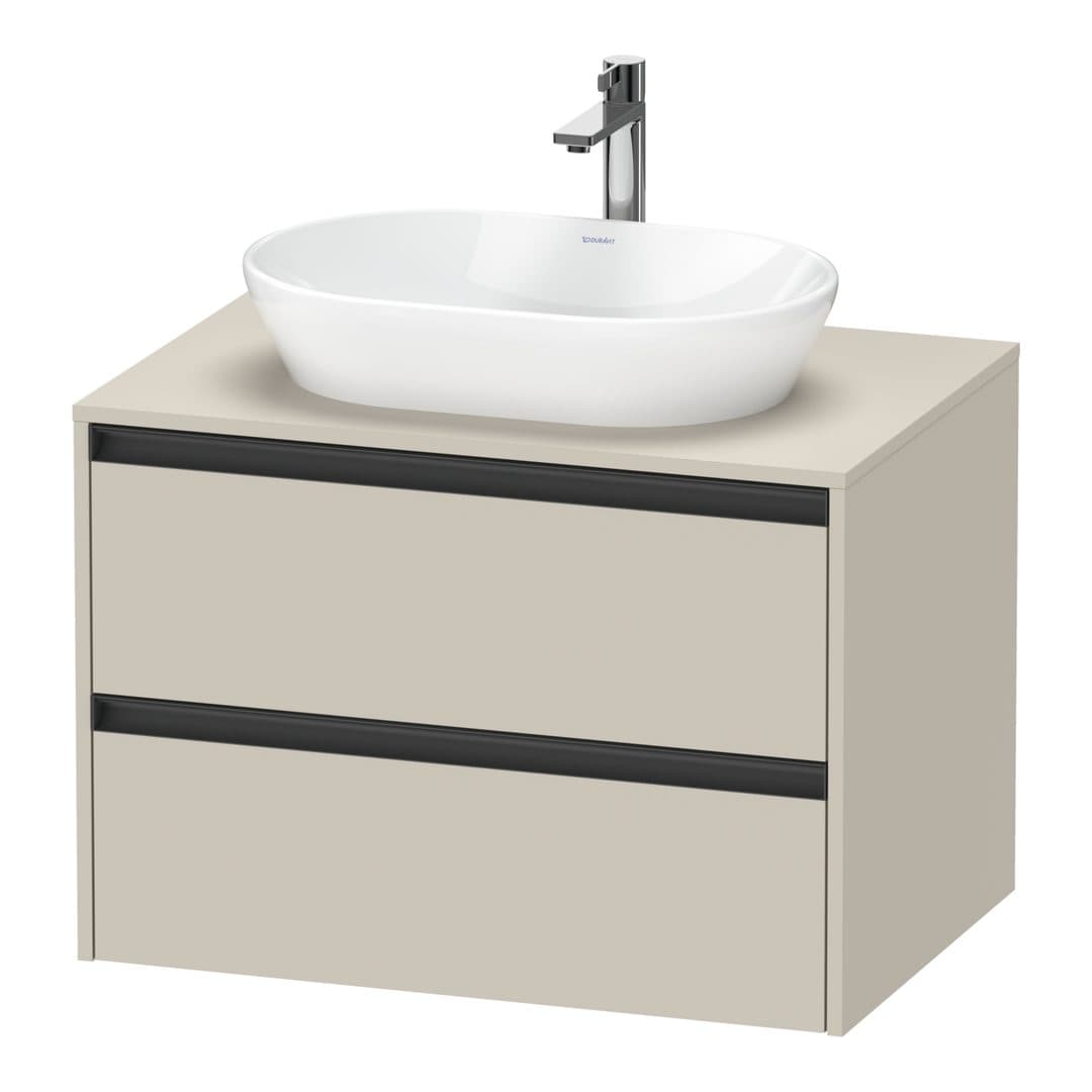Duravit Ketho.2 – Έπιπλο Νιπτήρα – 800 mm, για κονσόλα, 2 συρτάρια, νιπτήρας κέντρο – Taupe Super Matt, Decor (K24895083830000)