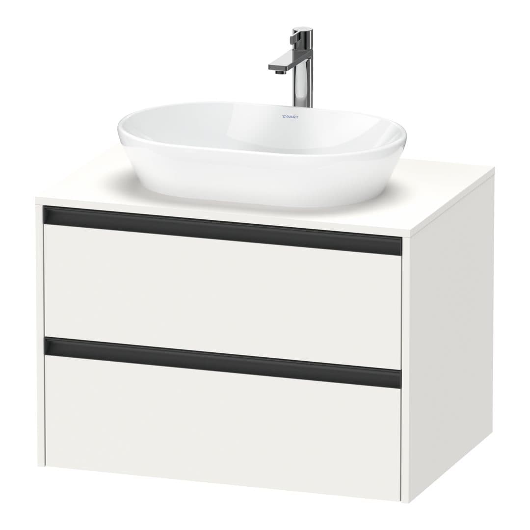 Duravit Ketho.2 – Έπιπλο Νιπτήρα – 800 mm, για κονσόλα, 2 συρτάρια, νιπτήρας κέντρο – White Super Matt, Decor (K24895084840000)