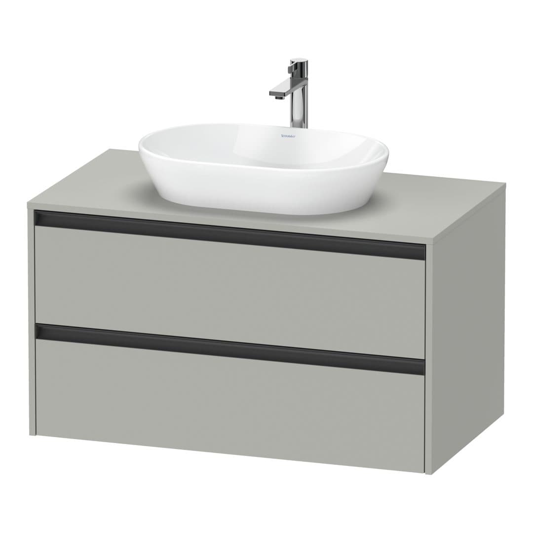 Duravit Ketho.2 – Έπιπλο Νιπτήρα – 1000 mm, για κονσόλα, 2 συρτάρια, νιπτήρας κέντρο – Concrete grey Matt, Decor (K24896007070000)