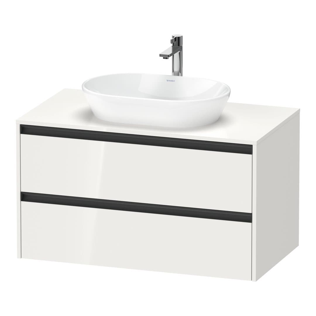 Duravit Ketho.2 – Έπιπλο Νιπτήρα – 1000 mm, για κονσόλα, 2 συρτάρια, νιπτήρας κέντρο – White High Gloss, Decor (K24896022220000)