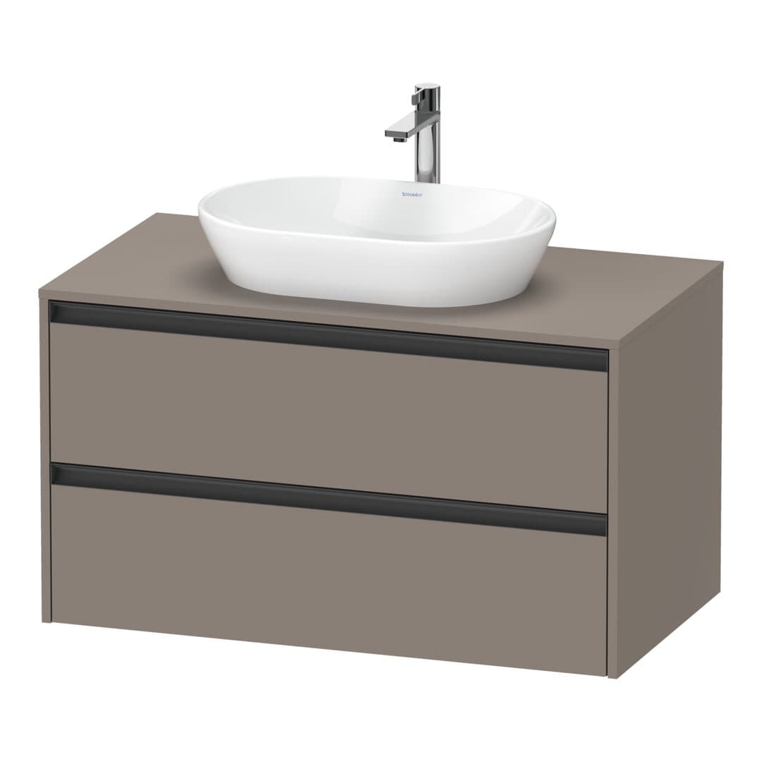 Duravit Ketho.2 – Έπιπλο Νιπτήρα – 1000 mm, για κονσόλα, 2 συρτάρια, νιπτήρας κέντρο – Basalte Matt, Decor (K24896043430000)