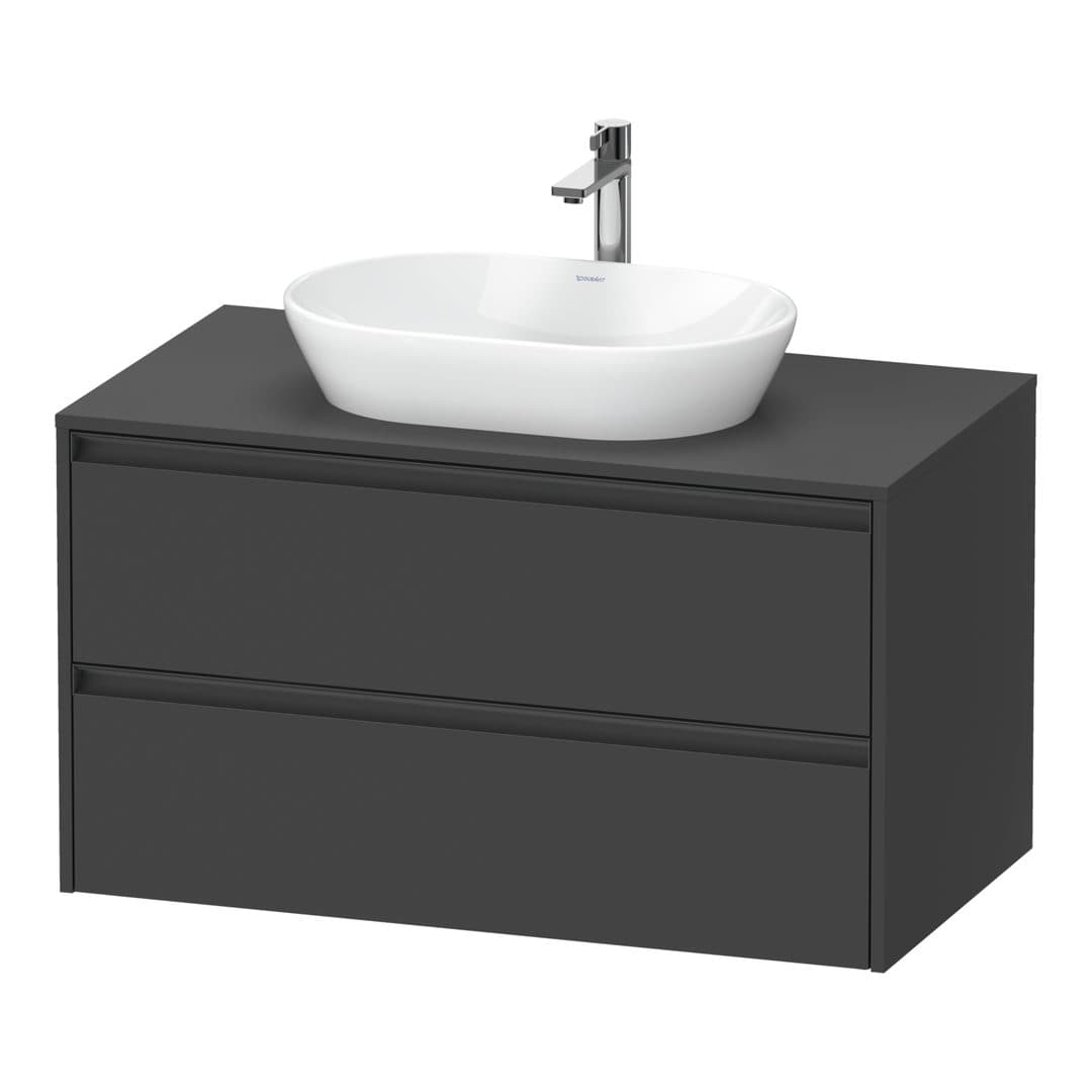 Duravit Ketho.2 – Έπιπλο Νιπτήρα – 1000 mm, για κονσόλα, 2 συρτάρια, νιπτήρας κέντρο – Graphite Matt, Decor (K24896049490000)