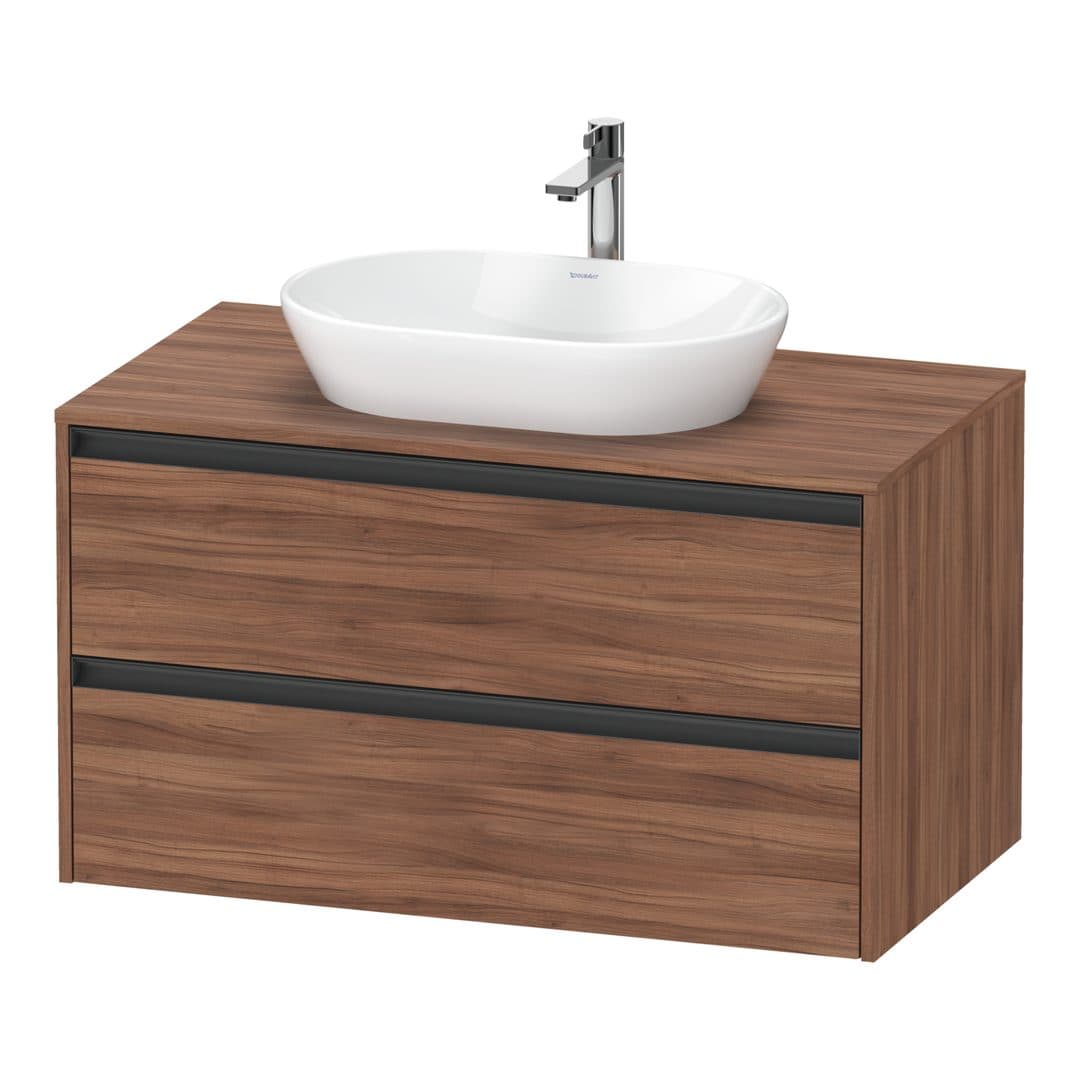 Duravit Ketho.2 – Έπιπλο Νιπτήρα – 1000 mm, για κονσόλα, 2 συρτάρια, νιπτήρας κέντρο – Walnut Matt, Decor (K24896079790000)