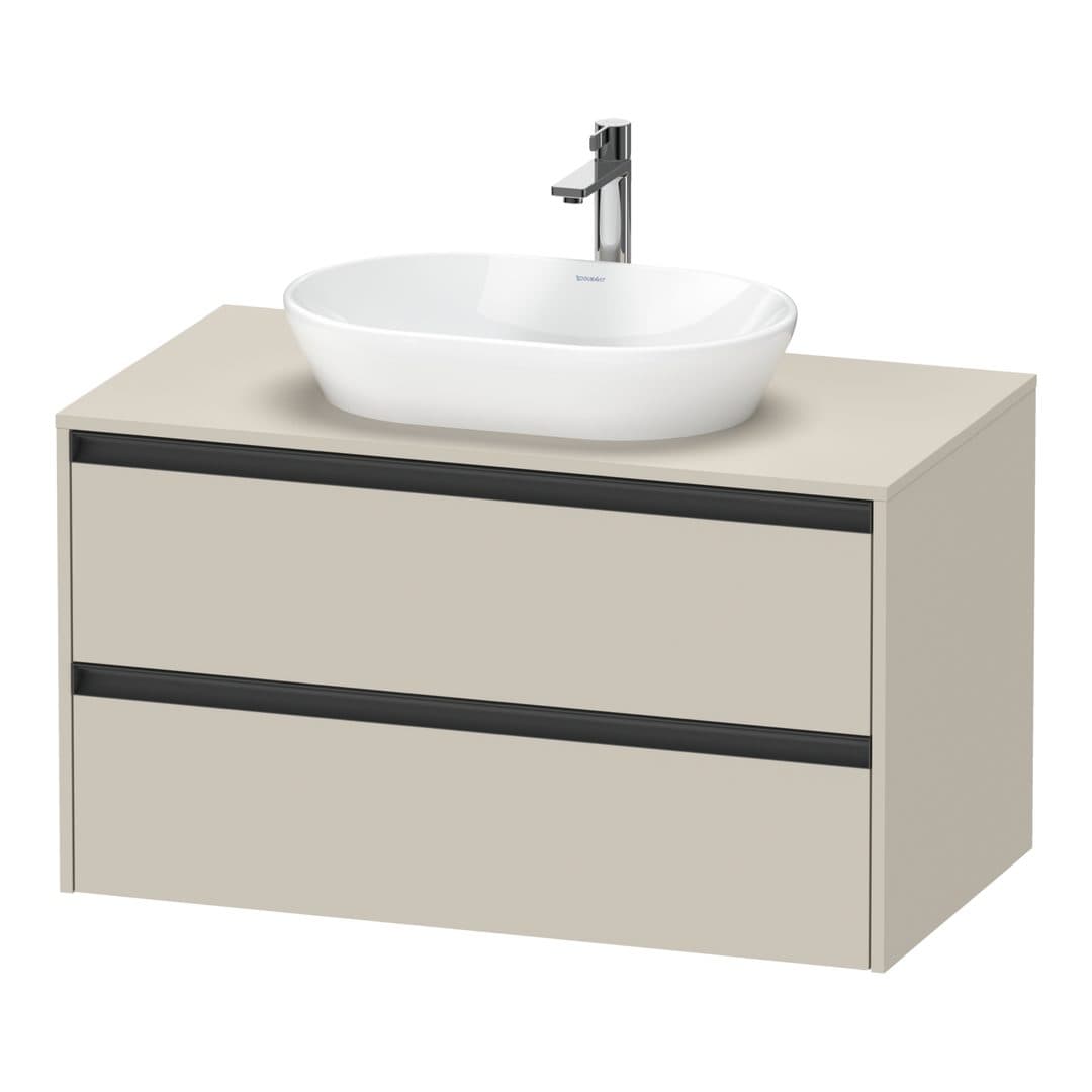 Duravit Ketho.2 – Έπιπλο Νιπτήρα – 1000 mm, για κονσόλα, 2 συρτάρια, νιπτήρας κέντρο – Taupe Super Matt, Decor (K24896083830000)