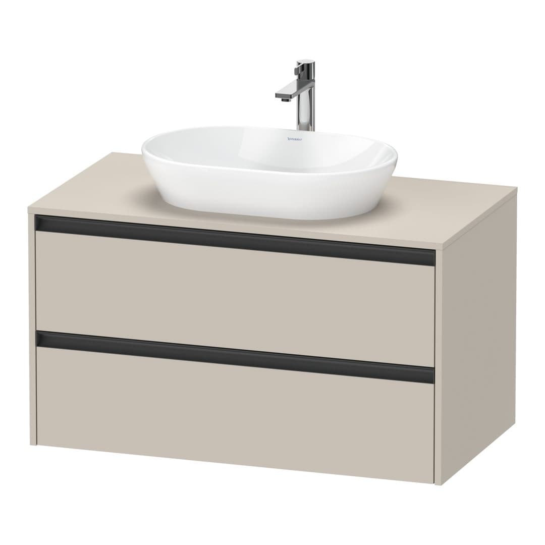 Duravit Ketho.2 – Έπιπλο Νιπτήρα – 1000 mm, για κονσόλα, 2 συρτάρια, νιπτήρας κέντρο – Taupe Matt, Decor (K24896091910000)