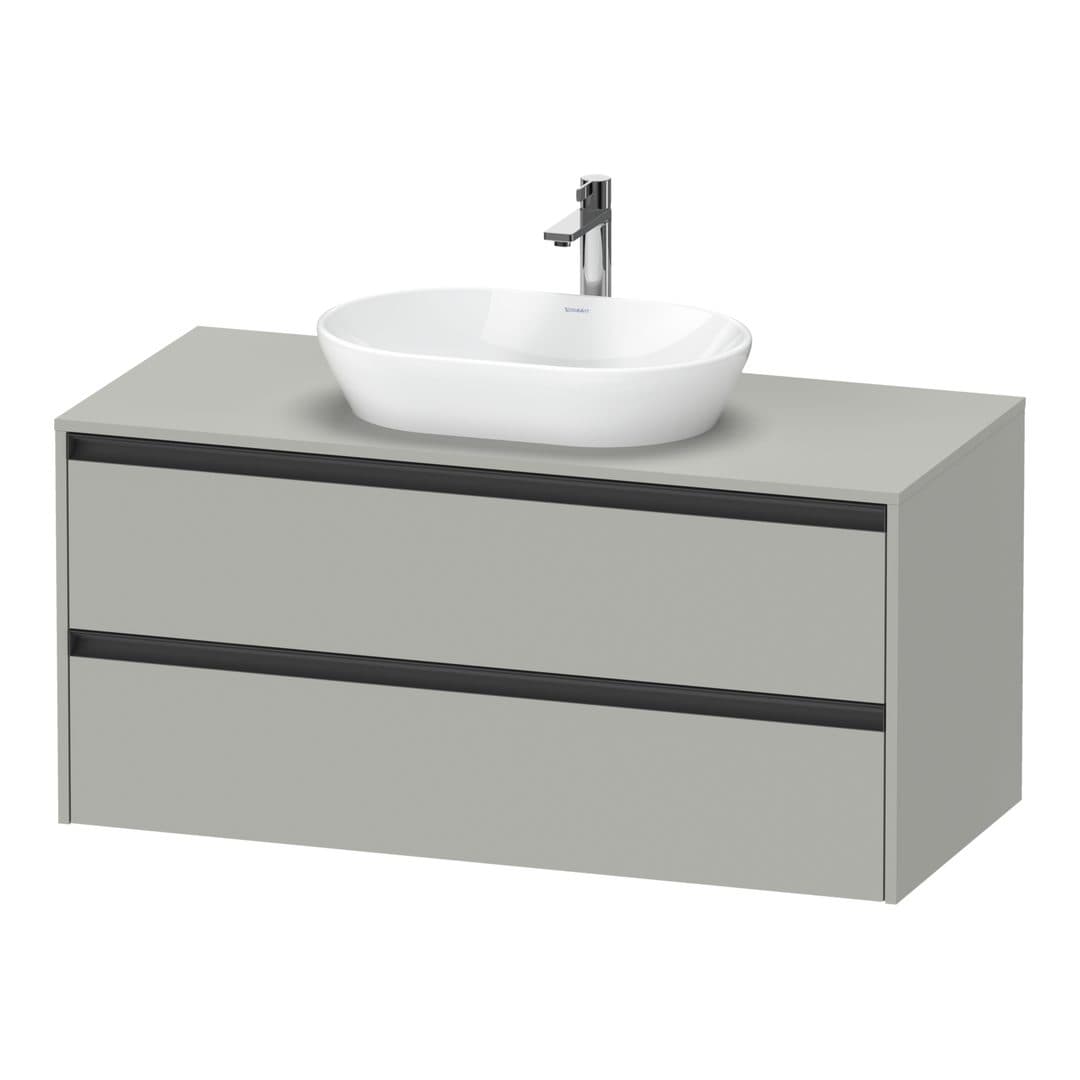 Duravit Ketho.2 – Έπιπλο Νιπτήρα – 1200 mm, για κονσόλα, 2 συρτάρια, νιπτήρας κέντρο – Concrete grey Matt, Decor (K24897007070000)