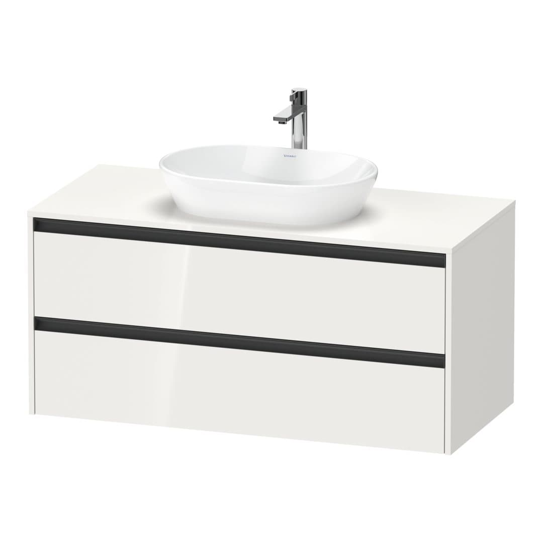 Duravit Ketho.2 – Έπιπλο Νιπτήρα – 1200 mm, για κονσόλα, 2 συρτάρια, νιπτήρας κέντρο – White High Gloss, Decor (K24897022220000)