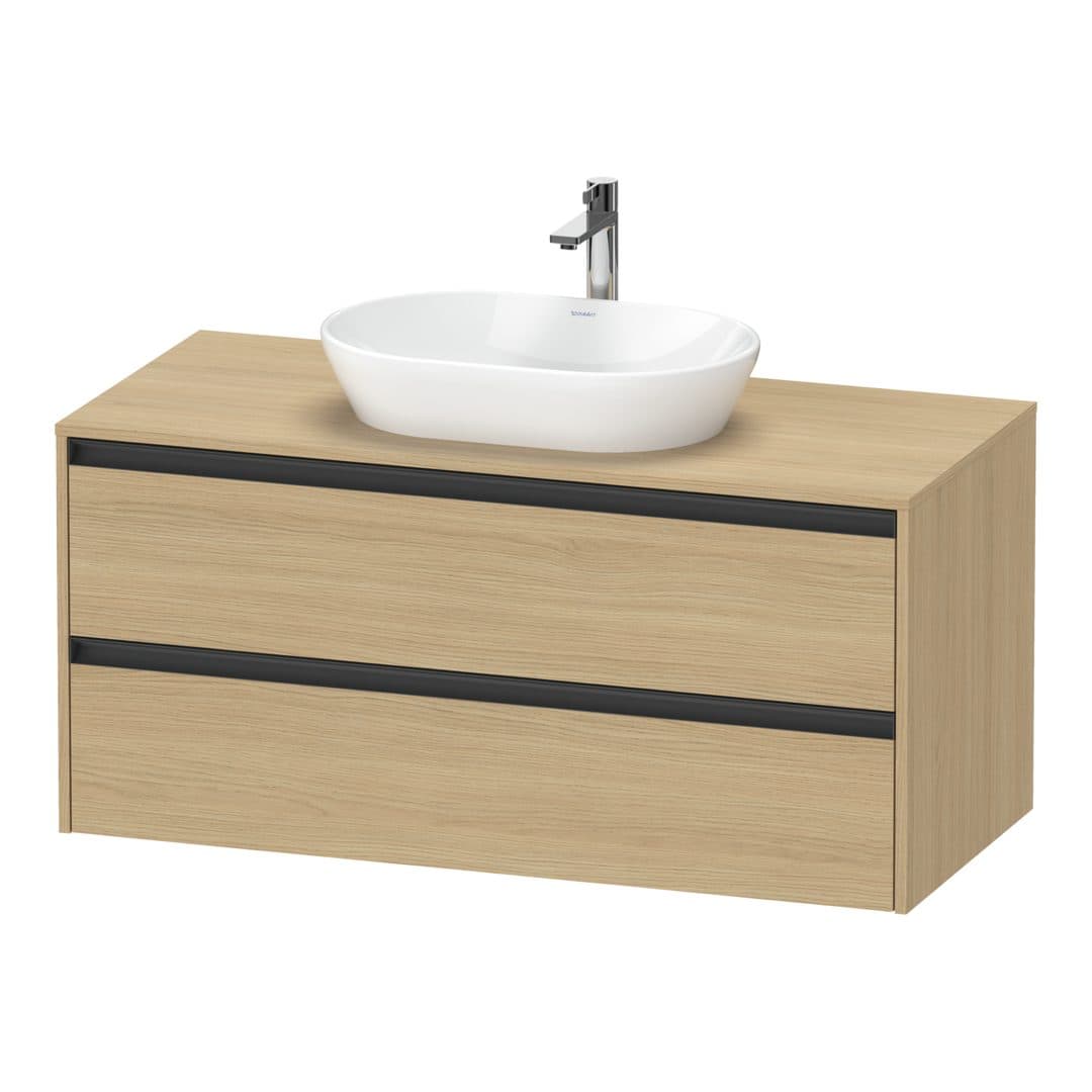 Duravit Ketho.2 – Έπιπλο Νιπτήρα – 1200 mm, για κονσόλα, 2 συρτάρια, νιπτήρας κέντρο – Natural oak, Decor (K24897030300000)