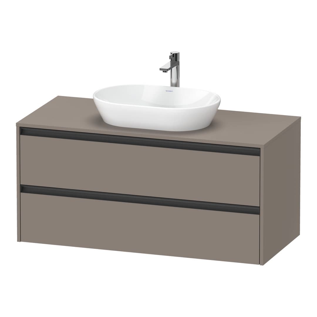 Duravit Ketho.2 – Έπιπλο Νιπτήρα – 1200 mm, για κονσόλα, 2 συρτάρια, νιπτήρας κέντρο – Basalte Matt, Decor (K24897043430000)