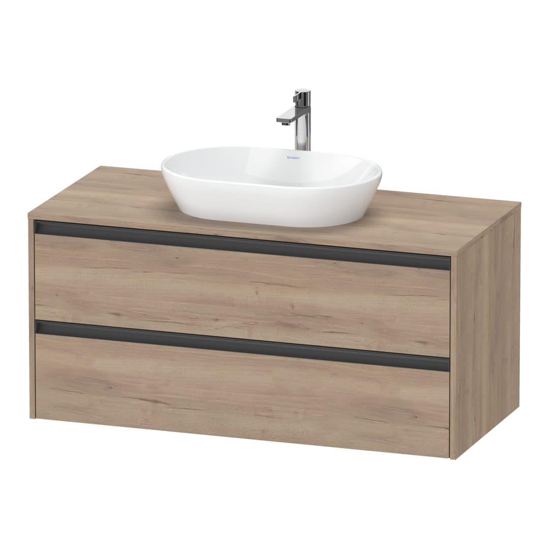 Duravit Ketho.2 – Έπιπλο Νιπτήρα – 1200 mm, για κονσόλα, 2 συρτάρια, νιπτήρας κέντρο – Marbled Oak Matt, Decor (K24897055550000)