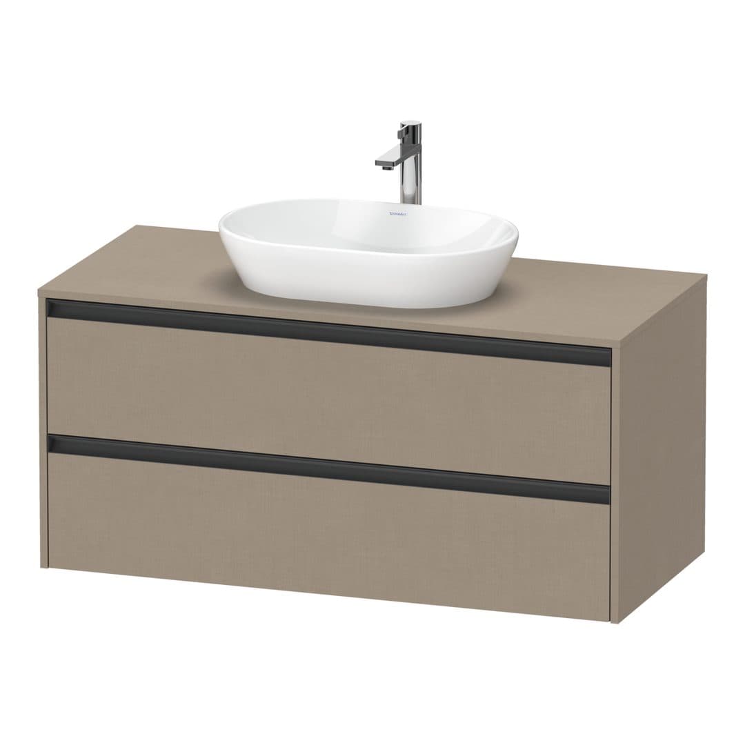 Duravit Ketho.2 – Έπιπλο Νιπτήρα – 1200 mm, για κονσόλα, 2 συρτάρια, νιπτήρας κέντρο – Linen Matt, Decor (K24897075750000)