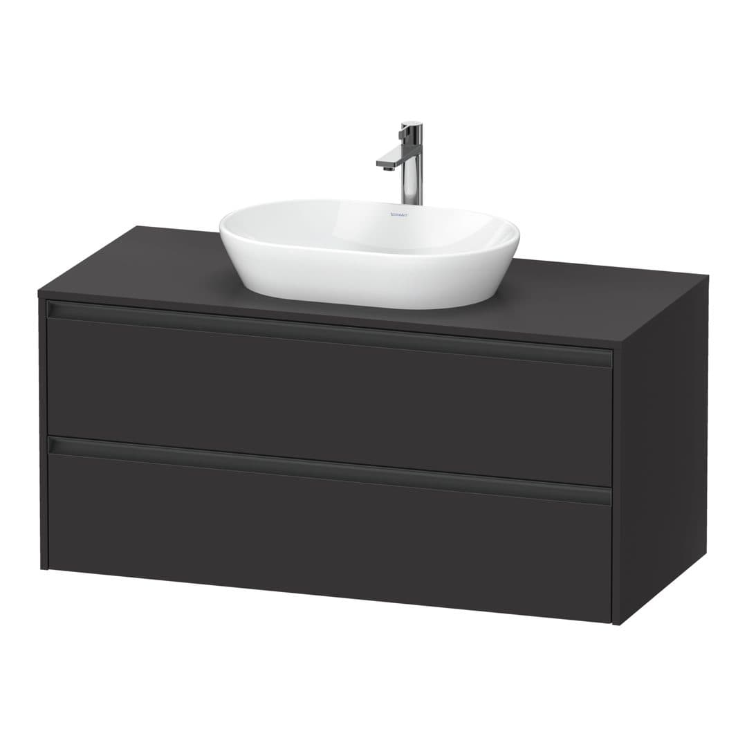 Duravit Ketho.2 – Έπιπλο Νιπτήρα – 1200 mm, για κονσόλα, 2 συρτάρια, νιπτήρας κέντρο – Graphite Super Matt, Decor (K24897080800000)