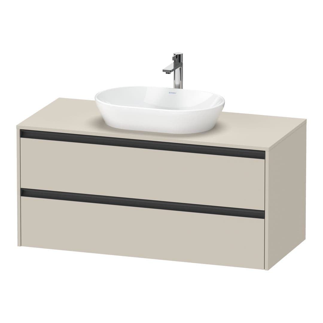 Duravit Ketho.2 – Έπιπλο Νιπτήρα – 1200 mm, για κονσόλα, 2 συρτάρια, νιπτήρας κέντρο – Taupe Super Matt, Decor (K24897083830000)
