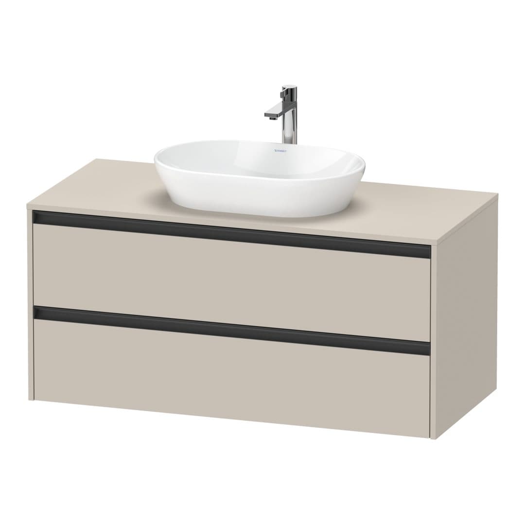 Duravit Ketho.2 – Έπιπλο Νιπτήρα – 1200 mm, για κονσόλα, 2 συρτάρια, νιπτήρας κέντρο – Taupe Matt, Decor (K24897091910000)