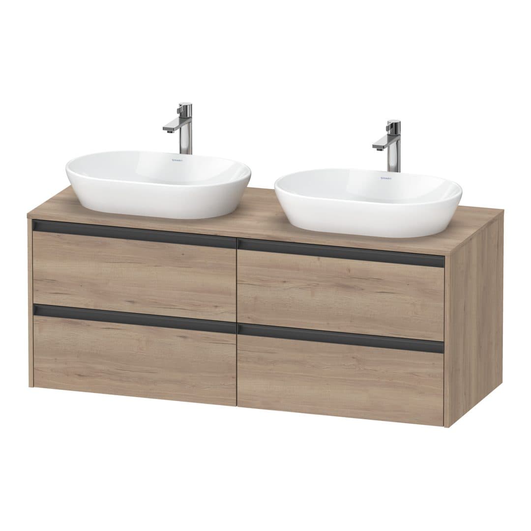 Duravit Ketho.2 – Έπιπλο Νιπτήρα – 1400 mm, για κονσόλα, 4 συρτάρια – Marbled Oak Matt, Decor (K24898B55550000)