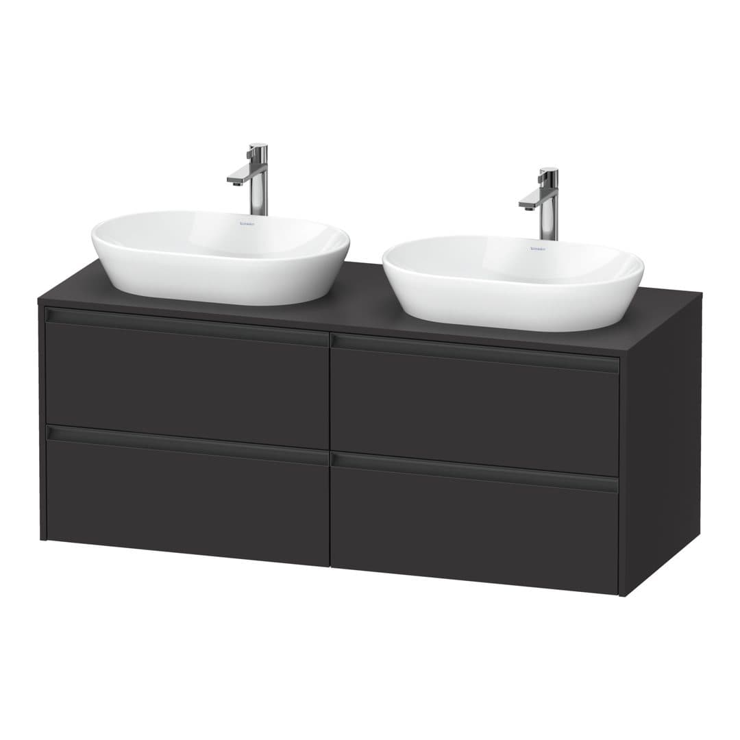 Duravit Ketho.2 – Έπιπλο Νιπτήρα – 1400 mm, για κονσόλα, 4 συρτάρια – Graphite Super Matt, Decor (K24898B80800000)