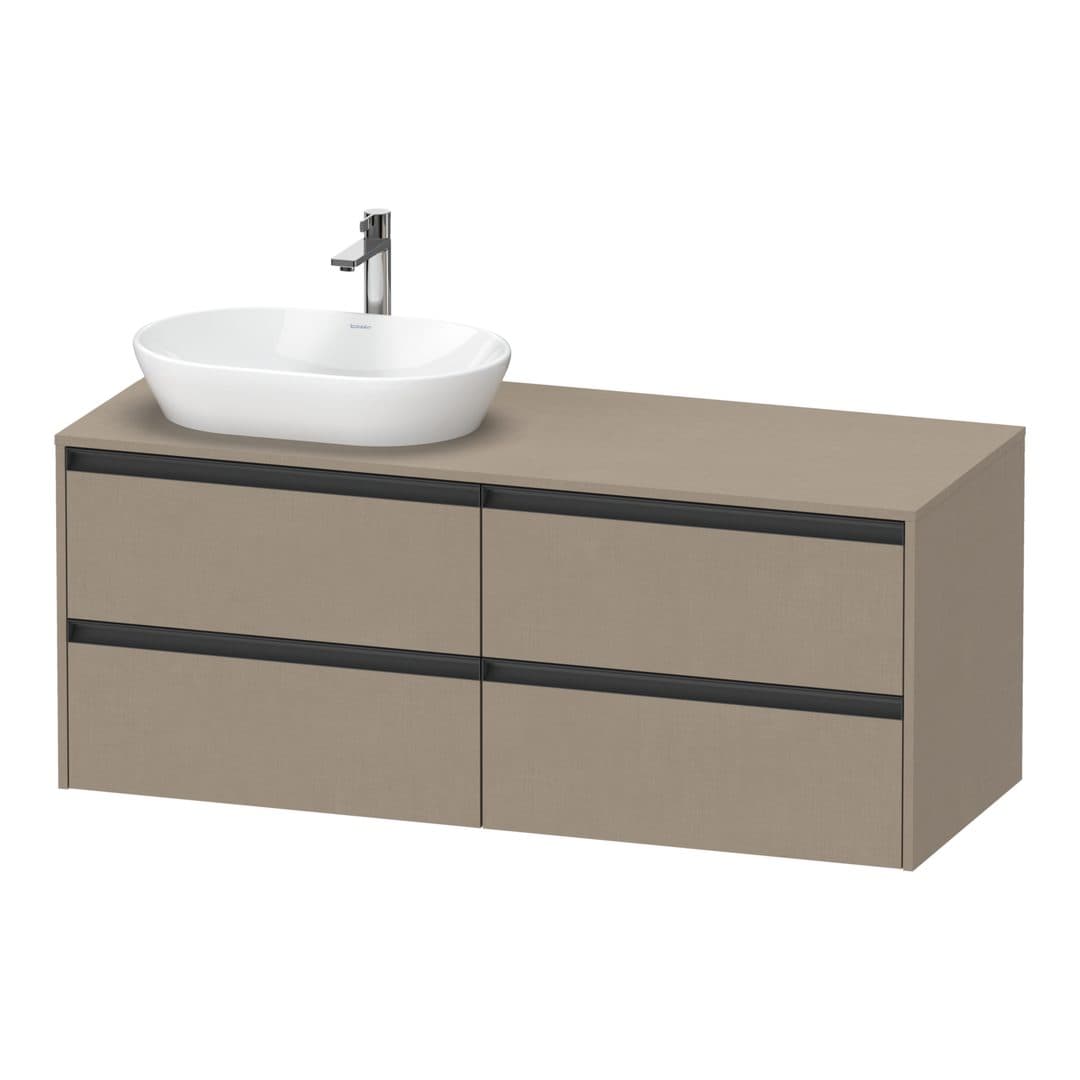 Duravit Ketho.2 – Έπιπλο Νιπτήρα – 1400 mm, για κονσόλα, 4 συρτάρια, νιπτήρας αριστερά – Linen Matt, Decor (K24898L75750000)