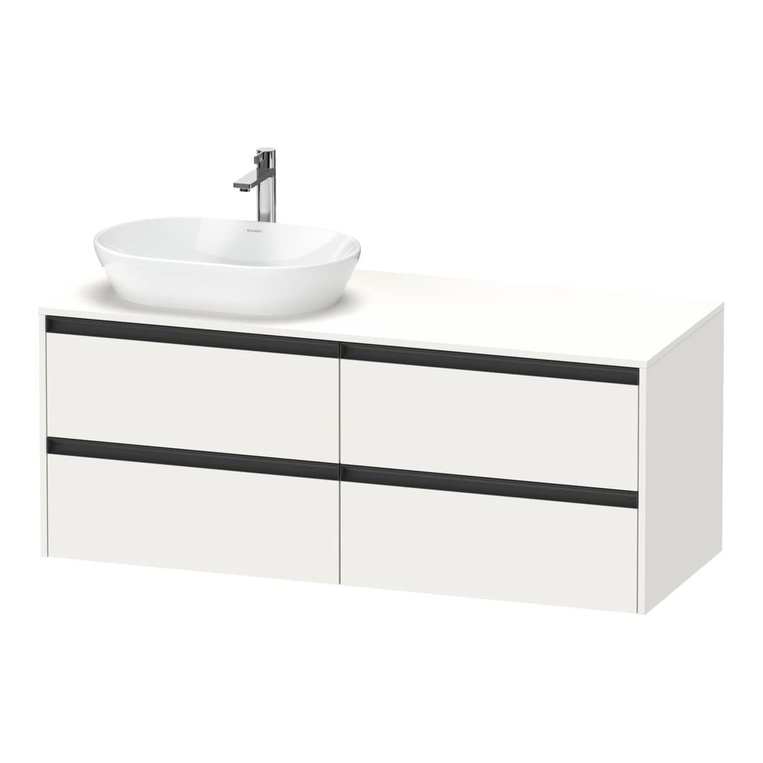 Duravit Ketho.2 – Έπιπλο Νιπτήρα – 1400 mm, για κονσόλα, 4 συρτάρια, νιπτήρας αριστερά – White Super Matt, Decor (K24898L84840000)