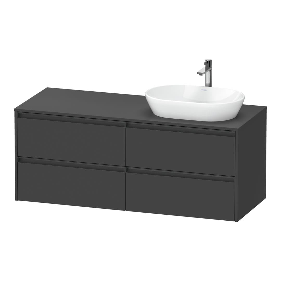 Duravit Ketho.2 – Έπιπλο Νιπτήρα – 1400 mm, για κονσόλα, 4 συρτάρια, νιπτήρας δεξιά – Graphite Matt, Decor (K24898R49490000)