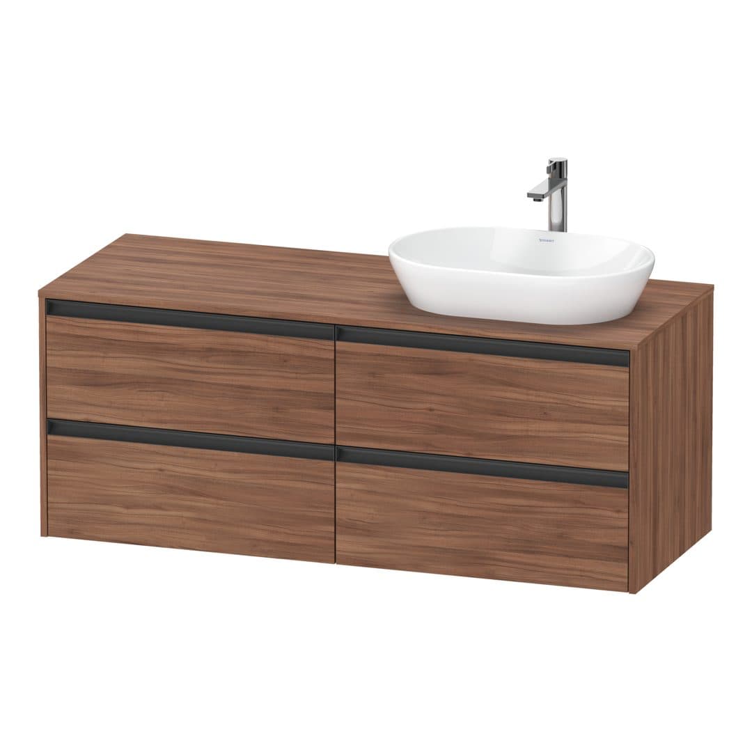 Duravit Ketho.2 – Έπιπλο Νιπτήρα – 1400 mm, για κονσόλα, 4 συρτάρια, νιπτήρας δεξιά – Walnut Matt, Decor (K24898R79790000)