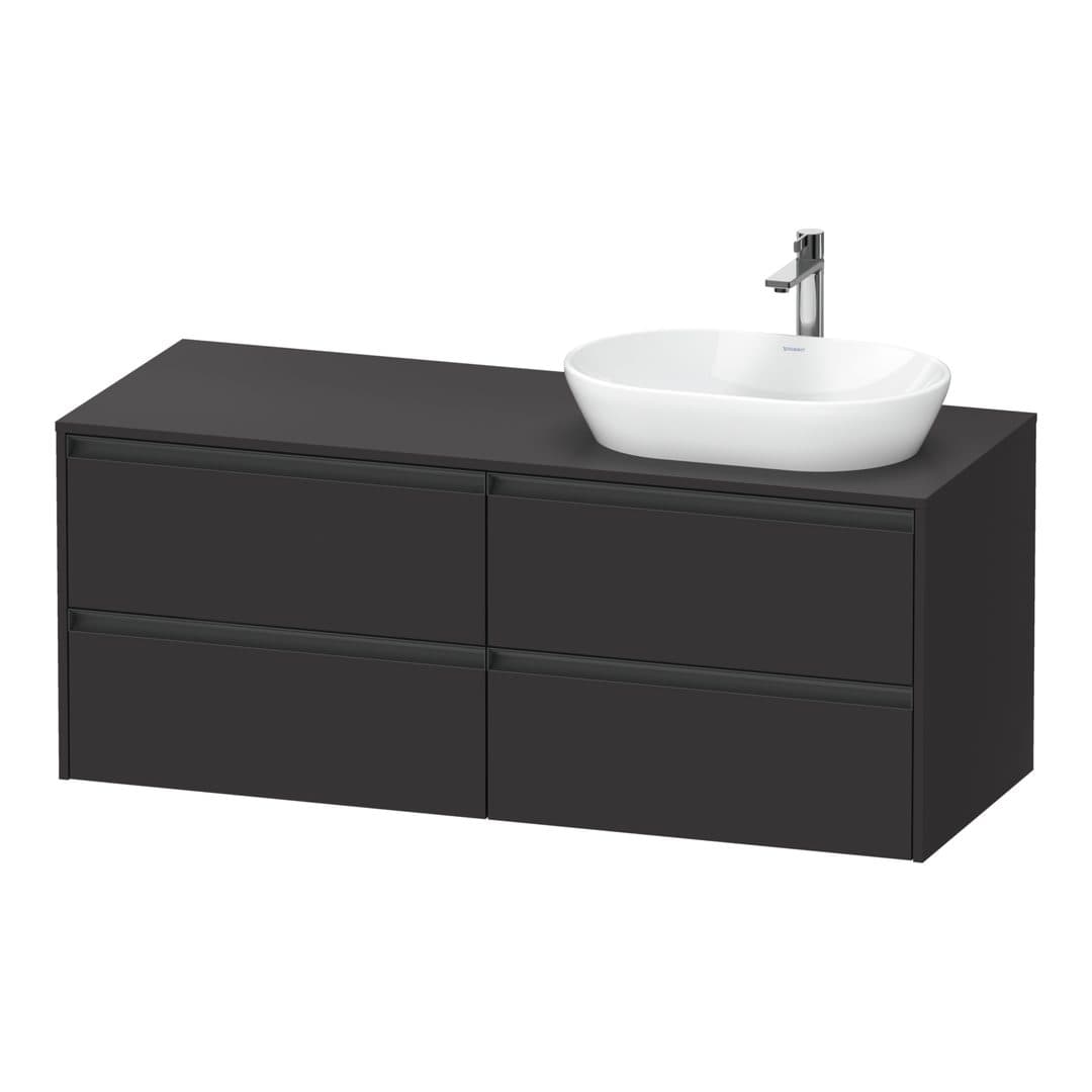 Duravit Ketho.2 – Έπιπλο Νιπτήρα – 1400 mm, για κονσόλα, 4 συρτάρια, νιπτήρας δεξιά – Graphite Super Matt, Decor (K24898R80800000)