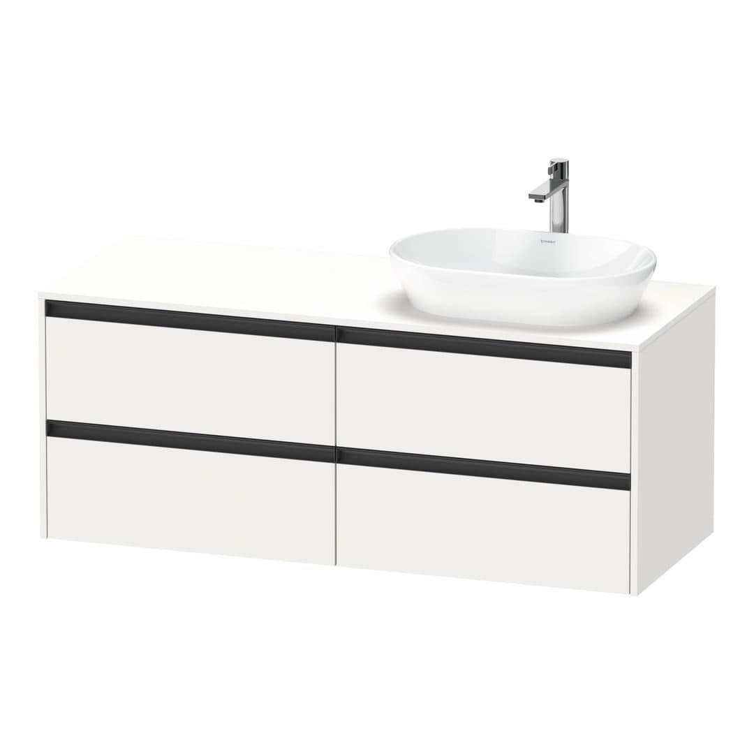 Duravit Ketho.2 – Έπιπλο Νιπτήρα – 1400 mm, για κονσόλα, 4 συρτάρια, νιπτήρας δεξιά – White Super Matt, Decor (K24898R84840000)