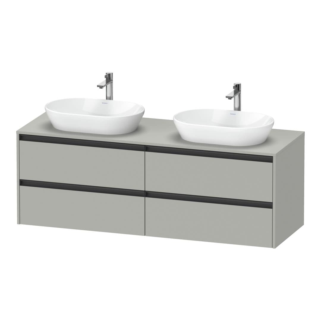 Duravit Ketho.2 – Έπιπλο Νιπτήρα – 1600 mm, για κονσόλα, 4 συρτάρια – Concrete grey Matt, Decor (K24899B07070000)